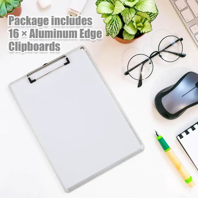Alt view image 3 of 7 - 16 Pcs Metal Clipboard, A4 Letter Size 12.5 x 9 Inch Heavy Duty Aluminum Edge Document Holder with Scale Aluminum Edge Clipboard with Low Profile Clip Vertical Silver for Office School Medical