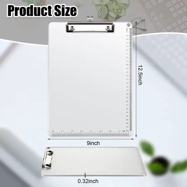 Alt view image 2 of 7 - 16 Pcs Metal Clipboard, A4 Letter Size 12.5 x 9 Inch Heavy Duty Aluminum Edge Document Holder with Scale Aluminum Edge Clipboard with Low Profile Clip Vertical Silver for Office School Medical