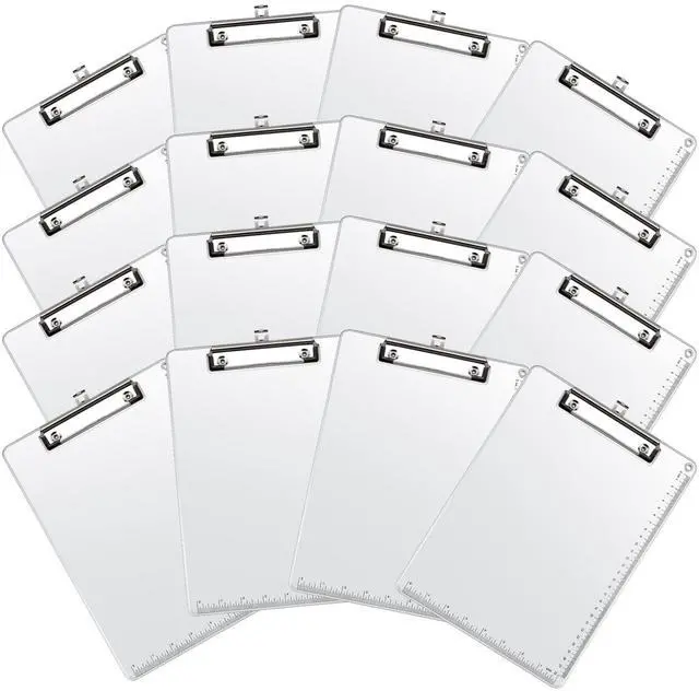 Main image of 16 Pcs Metal Clipboard, A4 Letter Size 12.5 x 9 Inch Heavy Duty Aluminum Edge Document Holder with Scale Aluminum Edge Clipboard with Low Profile Clip Vertical Silver for Office School Medical