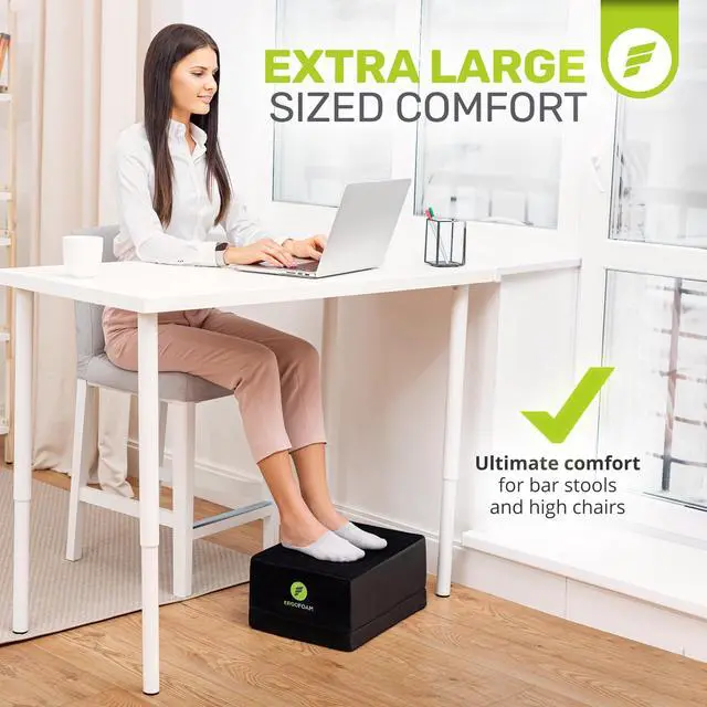 Alt view image 2 of 7 - XL Foot Rest for Under Desk at Work for Stools & High Chairs Chiropractor-Endorsed 2in1 Adjustable Under Desk Footrest Ergonomic High-Density Compression-Resistant Foam Nonslip Foot Rest