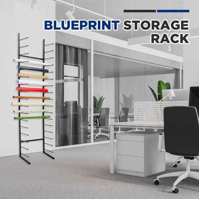 Alt view image 4 of 6 - 9/17 Tier Wall Mount Blueprint Storage Rack Hanging Vinyl File Roll Poster Display Rack Vertical Art Print Blueprint Holder for Plan Organization(84 x 21 x 11 Inches)