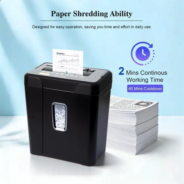 Alt view image 3 of 7 - 14 Sheets Paper Shredder for Home Office | P-4, 2 Mins Runtime, 5.5 gal, Cross Cut, Shreds Credit Cards & CDs