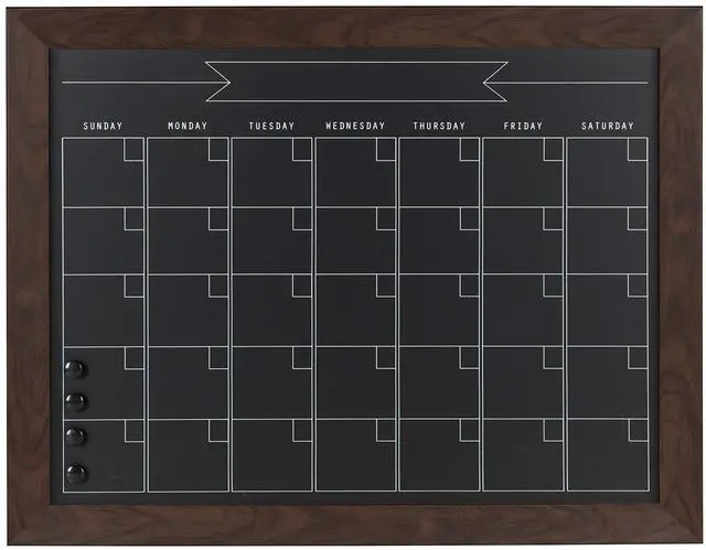 Main image of Beatrice Framed Magnetic Chalkboard Monthly Calendar, 23x29, Walnut Brown