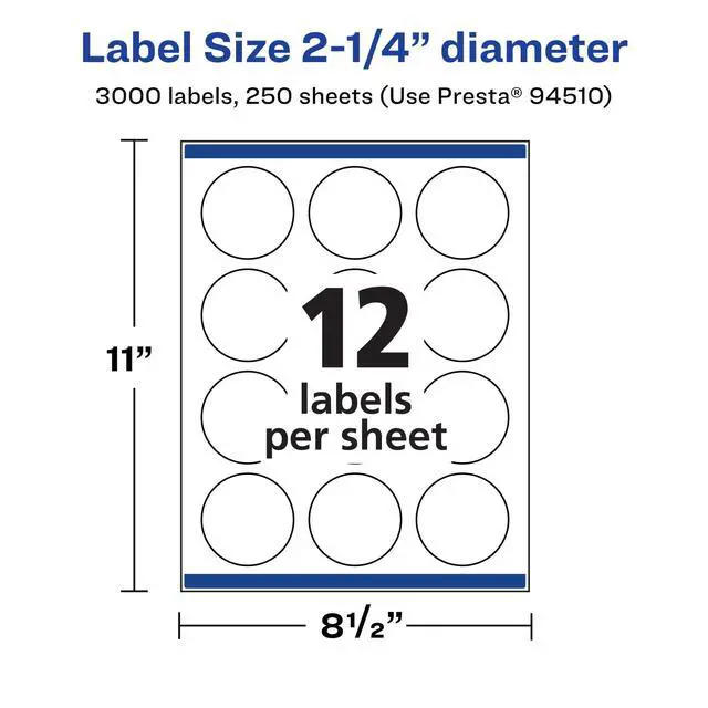 Alt view image 5 of 7 - ® Matte White Round Labels, Sure Feed® Technology, 2.25" Diameter, 3,000 Matte White Printable Labels