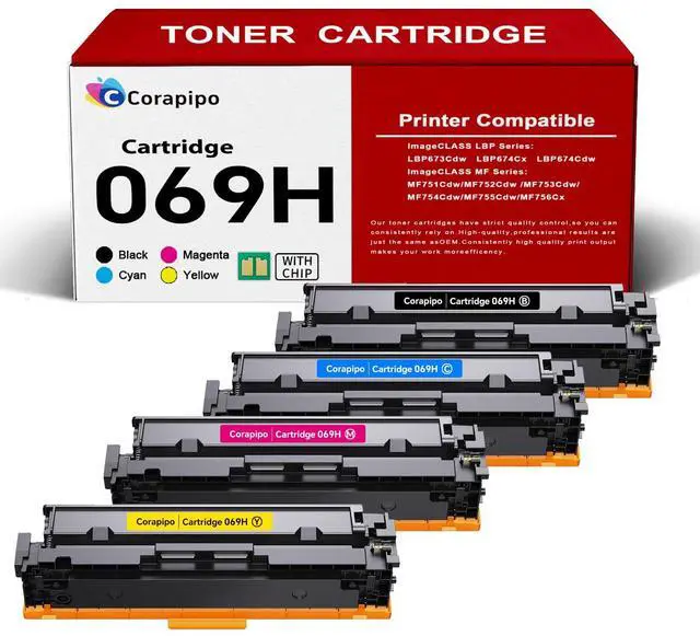 Main image of 069H / 069 High Yield Toner Cartridge Set:Compatible Replacement Canon 069H Toner for Canon MF753Cdw / 069 / 069H Toner Cartridge for ImageCLASS MF753Cdw MF751Cdw MF750C LBP674Cdw Printer