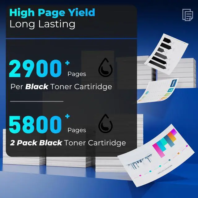 Alt view image 3 of 7 - 148A Toner Cartridge 4001n 4101fdw 4001dn Toner 2 Pack Replacement for HP 148A 148X Toner Cartridges Black HP148A HPW1480A HP148X Work with HP Laser Jet Pro 4001n 4001dn 4001dw MFP 4101fdw 4101fdn