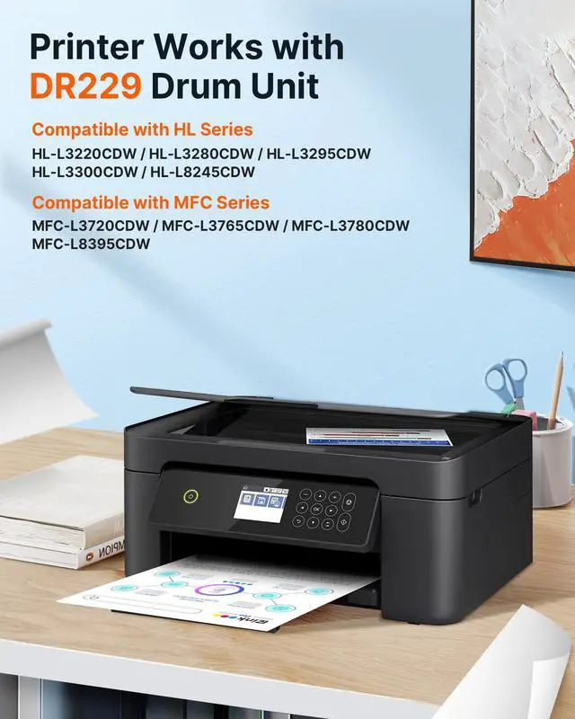 Alt view image 2 of 7 - Compatible for Brother DR229CL Drum Unit to Use with TN229xl | Compatible with Brother MFC-L3780CDW MFC-L3720CDW HL-L3220CDW HL-L3280CDW Printer (4 Pack)