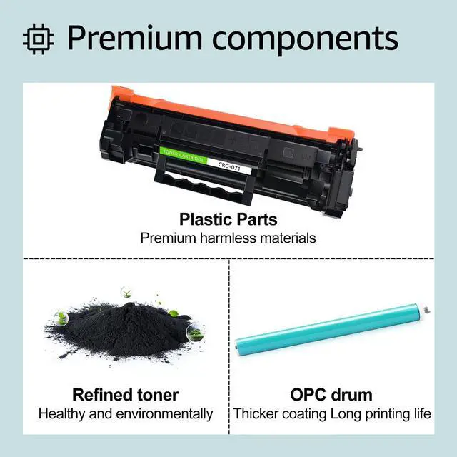 Alt view image 4 of 7 - 4PK 071 Compatible Toner Cartridge Replacement for Canon CRG 071 CRG-071 Use with LBP122dw LBP122 LBP120 MF270 Mf272dw Mf273dw Mf275dw Printer (Black, 1200Pages,No Chip)