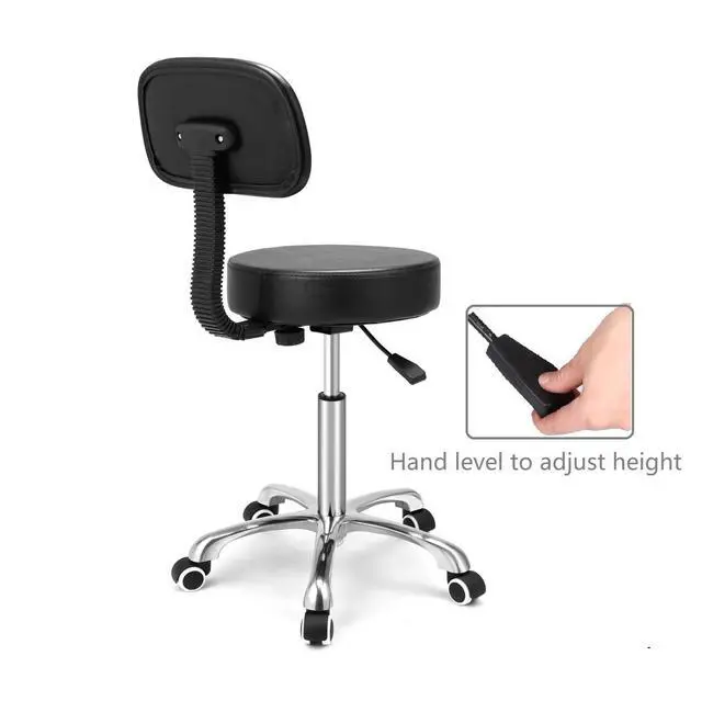 Alt view image 7 of 7 - Rolling Stools with Back Rest, Swivel Adjustable Heavy Duty Stool Chair for Hair Beauty Salon Kitchen Bar Counter Medical Barber Garage Shop Office Use - with Wheels(Black)