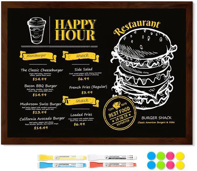 Main image of Magnetic Chalkboard for Wall, 48" x 36" Rustic Brown | Chalk Memo Board, Menu Sign Display, For Home, Kitchen, Office, Classroom, With 4 Markers, 8 Magnets