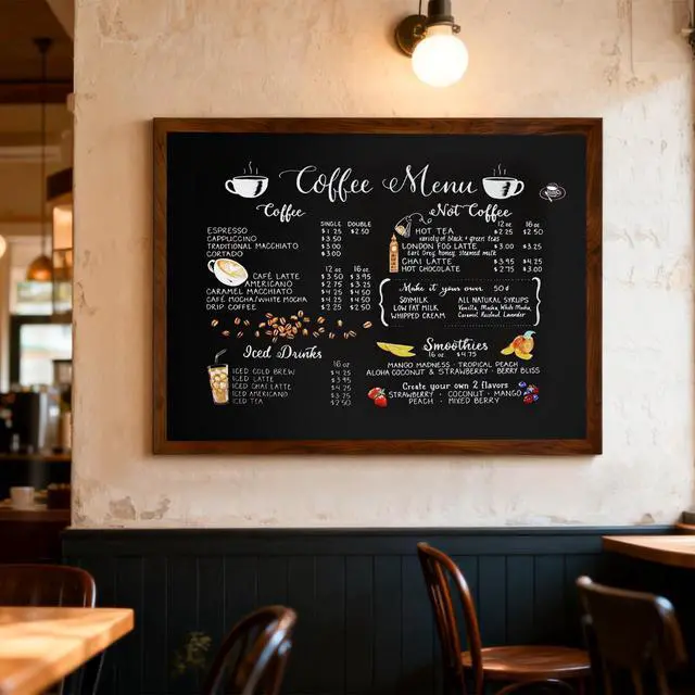 Alt view image 7 of 7 - Magnetic Chalkboard for Wall, 48" x 36" Rustic Brown | Chalk Memo Board, Menu Sign Display, For Home, Kitchen, Office, Classroom, With 4 Markers, 8 Magnets