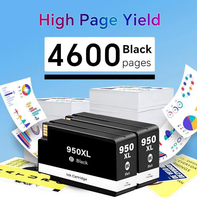 Alt view image 4 of 7 - 950XL Ink Cartridges Compatible Replacement for 950 Black Ink Cartridges Work for Officejet Pro 8100 8600 8610 8620 8630 8640 8615 8625 251dw 271dw 276dw Printers-2 Pack (Black)