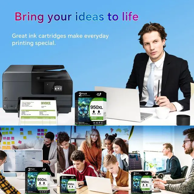 Alt view image 7 of 7 - 950XL Ink Cartridges Compatible Replacement for 950 Black Ink Cartridges Work for Officejet Pro 8100 8600 8610 8620 8630 8640 8615 8625 251dw 271dw 276dw Printers-2 Pack (Black)