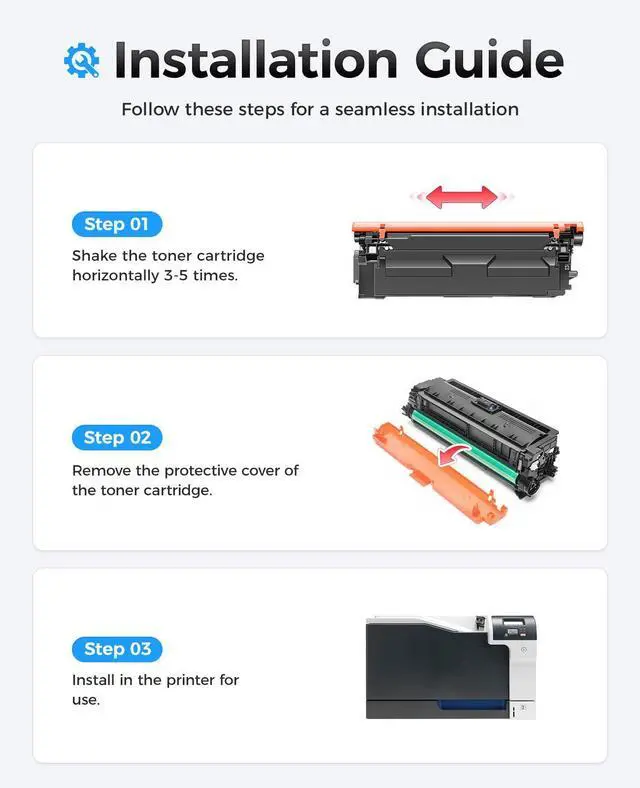 Alt view image 4 of 6 - 307A Toner Cartridge Set 4-Pack with chip High Yield Replacement for HP 307A CE740A CE741A CE742A CE743A Compatible for HP Color LaserJet Professional CP5225 CP5225n CP5225dn Printer Ink Black Magenta