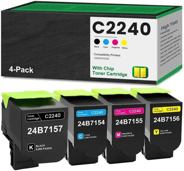 Main image of C2240 XC2235 Remanufactured Toner Cartridge Black Cyan Magenta Yellow | 4-Color 24B7157, 24B7154, 24B7155, 24B7156 Toner, Compatible for Lexmark C2240 XC2235 Printer
