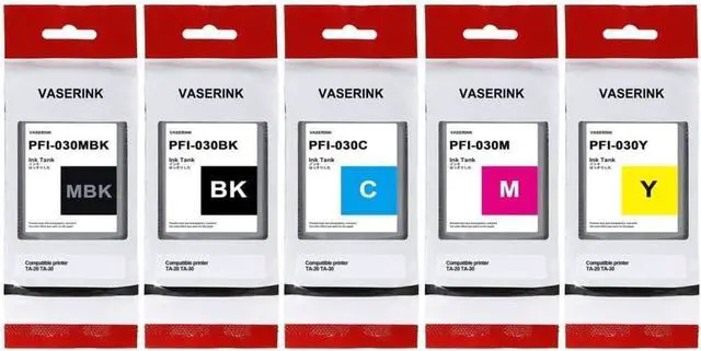 Main image of PFI-030 Pigment Ink Tank ta-20 ta-30 Ink Replacement for Canon PFI030 | PFI 030 ink 55ml Compatible with imagePROGRAF TA-20 TA-30 TM-240 TM-340 Printer (5Pcs, Matte Black,Black Cyan Magenta Yellow)