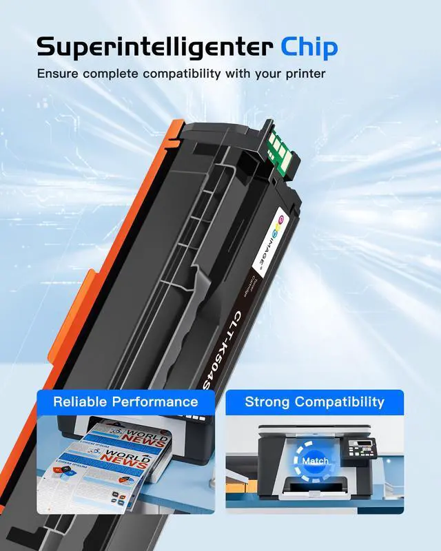 Alt view image 4 of 7 - Compatible Toner Cartridge Replacement for Samsung CLT-K504S CLT-504S 504 504S for Samsung Xpress C1860FW C1810W SL-C1860FW SL-C1810W CLX-4195FW CLP-415NW (Black Cyan Yellow Magenta, 4 Pack)