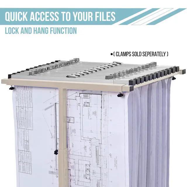 Alt view image 3 of 7 - Adir Mobile Blueprint Storage Rack - Adjustable and Portable Vertical Blueprint Holder for Plans, Maps, Posters and Drawings. File Organizer Stand for Home, Office and Construction Sites