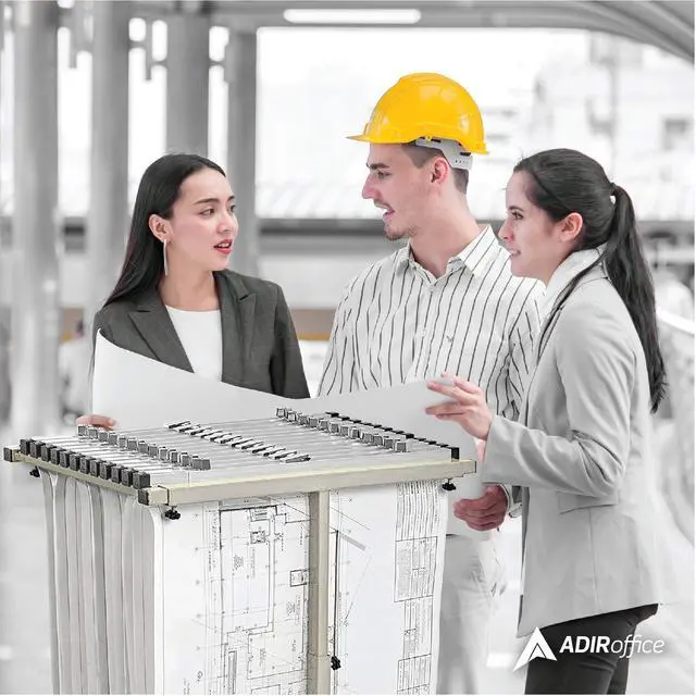 Alt view image 5 of 7 - Adir Mobile Blueprint Storage Rack - Adjustable and Portable Vertical Blueprint Holder for Plans, Maps, Posters and Drawings. File Organizer Stand for Home, Office and Construction Sites