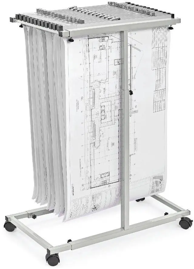 Main image of Adir Mobile Blueprint Storage Rack - Adjustable and Portable Vertical Blueprint Holder for Plans, Maps, Posters and Drawings. File Organizer Stand for Home, Office and Construction Sites