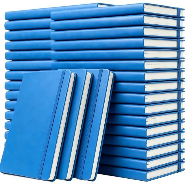 Main image of 36 Pack Pu Leather Lined Journal Notebooks, A5 Executive Notebooks Bulk, 5.5 x 8.3 Inch Hardcover Notepad for Business Office School (blue)
