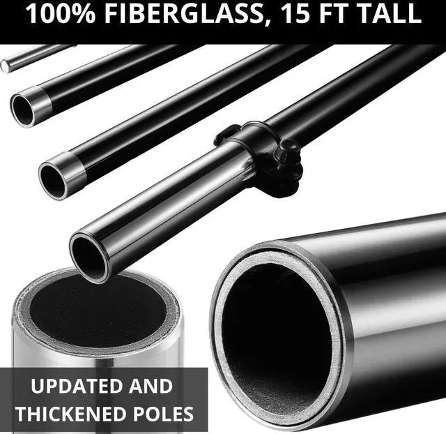 Alt view image 2 of 7 - Barber Flag 15ft, Barber Flags for Outside, barbershop Pole Kit, Sign for Salon Business Advertising Outdoor, Eye Catching Open Feather Windless Banner, 100% Fiberglass