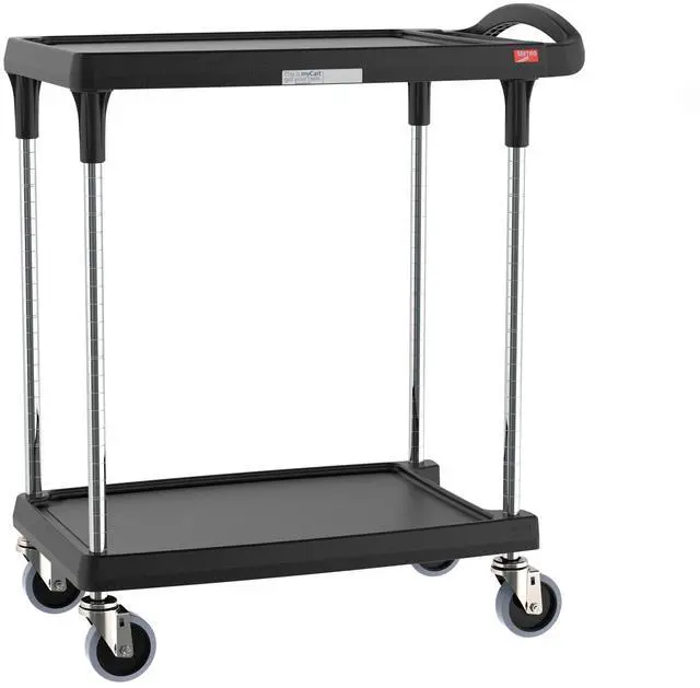 Main image of myCart Plus Utility Cart - Choose-Your-Height Adjustable Heavy Duty Rolling Cart for Home, Commercial and Industrial Use - 2-Shelf, 300 lbs Capacity - 18.3" W x 31.5" L x 35.5-39.5" H - Black