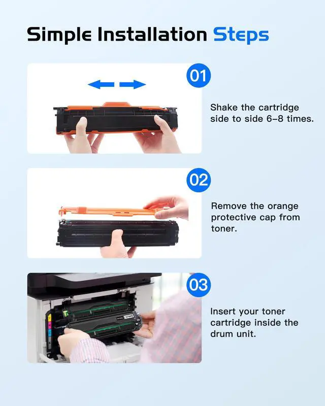 Alt view image 5 of 7 - Compatible Toner Cartridge Replacement for Samsung CLT-K504S CLT-504S 504 504S for Samsung Xpress C1860FW C1810W SL-C1860FW SL-C1810W CLX-4195FW CLP-415NW (Black Cyan Yellow Magenta, 4 Pack)