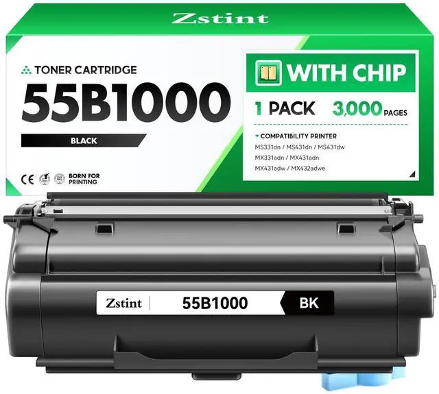 Main image of 55B1000 Toner Cartridge with Chip Replacement for Lexmark 55B1000 55B1H00 Compatible with Lexmark MS331 MS431 MX331 MX431 MS331dn MS431dw MS431dn MX331adn MX431adn MX431adw MX432adwe Laser Printer Ink