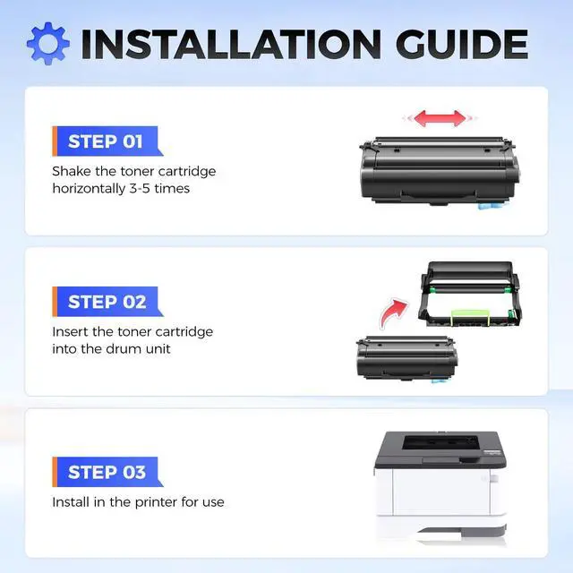 Alt view image 4 of 6 - 55B1000 Toner Cartridge with Chip Replacement for Lexmark 55B1000 55B1H00 Compatible with Lexmark MS331 MS431 MX331 MX431 MS331dn MS431dw MS431dn MX331adn MX431adn MX431adw MX432adwe Laser Printer Ink