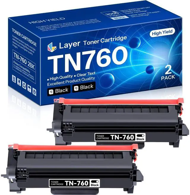 Main image of TN-760 TN760 High Yield Black Toner Cartridge Compatible Replacement for Brother TN760 TN 760 HL-L2350DW HL-L2370DW HL-L2390DW HL-L2395DW MFC-L2710DW DCP-L2550DW Printer Toner (2 Pack)