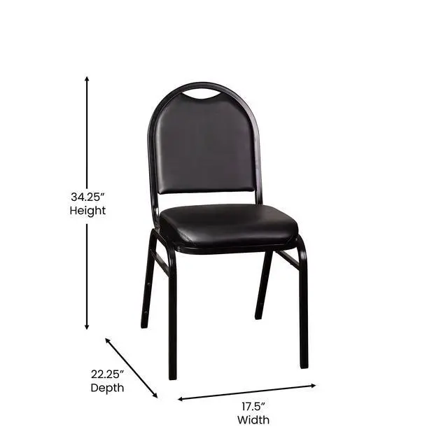 Alt view image 3 of 7 - HERCULES Commercial Grade 500 LB. Capacity Dome Back Stack Chair - Black Vinyl Upholstery - Black Metal Frame - Built-In Handle