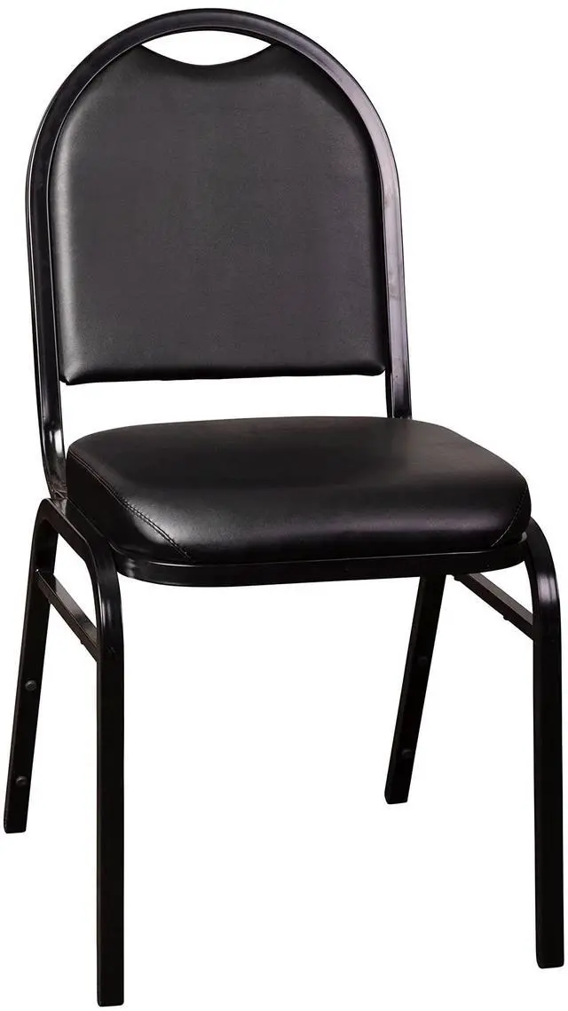 Main image of HERCULES Commercial Grade 500 LB. Capacity Dome Back Stack Chair - Black Vinyl Upholstery - Black Metal Frame - Built-In Handle