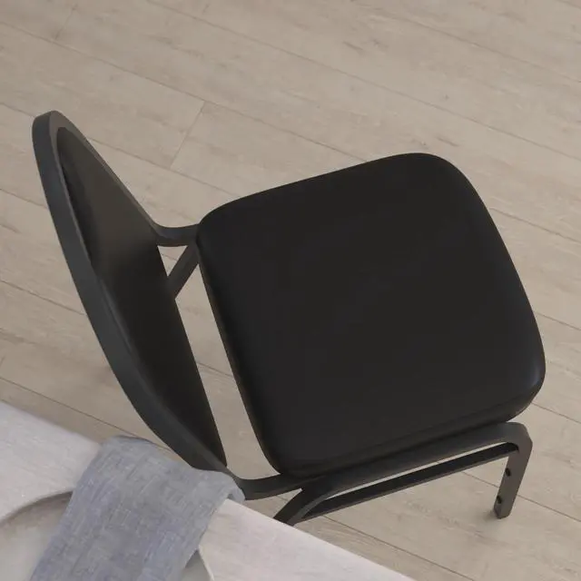 Alt view image 6 of 7 - HERCULES Commercial Grade 500 LB. Capacity Dome Back Stack Chair - Black Vinyl Upholstery - Black Metal Frame - Built-In Handle