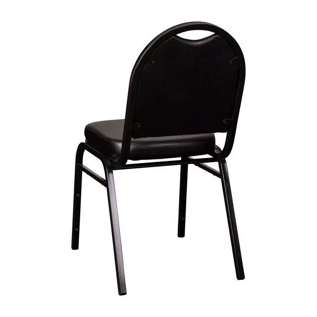 Alt view image 7 of 7 - HERCULES Commercial Grade 500 LB. Capacity Dome Back Stack Chair - Black Vinyl Upholstery - Black Metal Frame - Built-In Handle