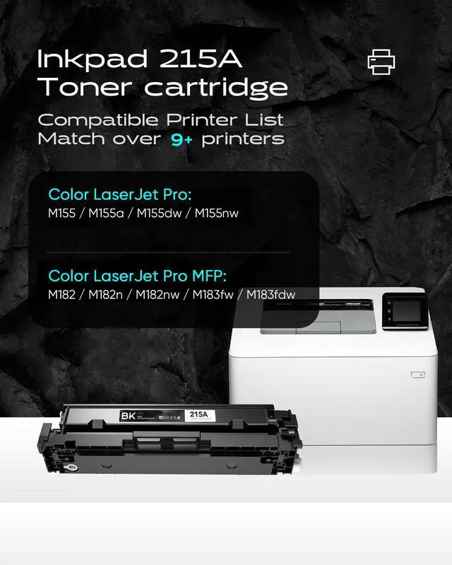Alt view image 2 of 7 - 215A Toner Cartridges 4 Pack with Chip Replacement for HP 215 A | Works with HP W2310A W2311A W2312A W2313A for HP LaserJet Pro M183fw M183fdw M182nw M155dw M155nw (Black Cyan Magenta Yellow)