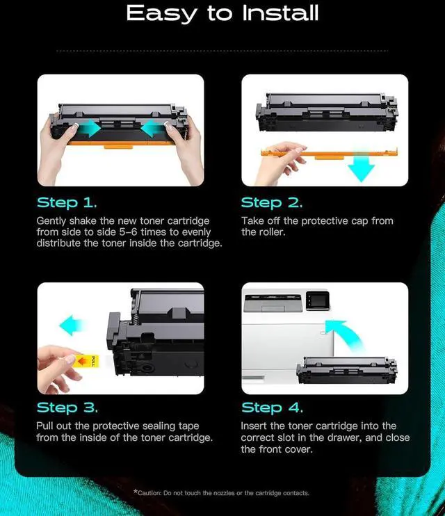 Alt view image 5 of 7 - 215A Toner Cartridges 4 Pack with Chip Replacement for HP 215 A | Works with HP W2310A W2311A W2312A W2313A for HP LaserJet Pro M183fw M183fdw M182nw M155dw M155nw (Black Cyan Magenta Yellow)