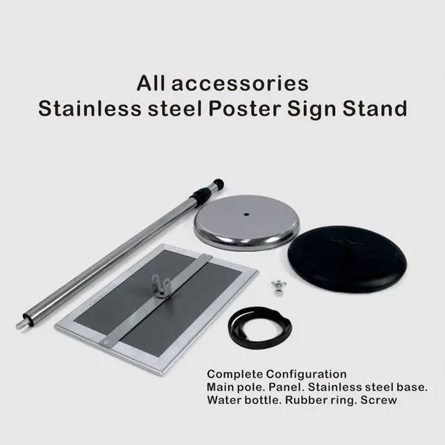 Alt view image 3 of 7 - 2 Sets Heavy Duty Stainless Steel Sign holder Stand, Adjustable Height 8.5 x 11 Inch Vertical Horizontal Aluminum Snap Open Frame Floor Billboard Stand.(gold, A4)