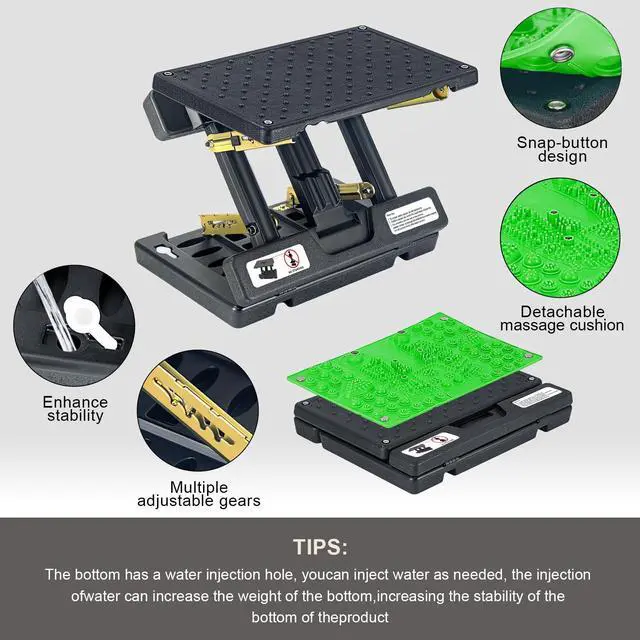 Alt view image 5 of 6 - Footrest for Under Desk at Work, Height Adjustable Foot Rest with Reflexology Pad, Foldable Ergonomic Foot Stool for Muscle Tension Relief, Suitable for Office, Home & All-Season Use(Green)