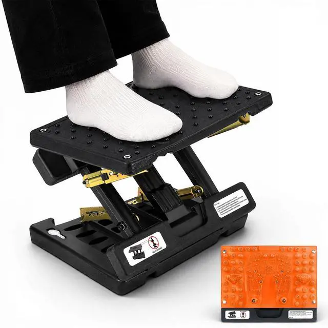 Main image of Footrest Under DeskHeight Adjustable footrest with Reflexology Pad | Foldable Ergonomic Foot Stool for Muscle Tension Relief, Suitable for Office, Home & All-Season Use(Orange)