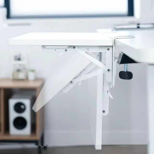 Alt view image 3 of 7 - White Clamp-on 24 x 12 in Desk Extender, DESK-EXT24W | Foldable, Wrist Support Arm Rest, Office Keyboard Tray, Side Table Extension Attachment
