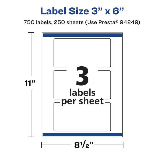 Alt view image 5 of 7 - ® Matte White Rectangle Labels, Sure Feed® Technology, 3" x 6", 750 Matte White Printable Labels
