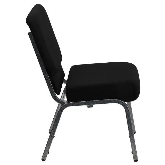 Alt view image 4 of 6 - HERCULES Series 21''W Stacking Church Chair in Black Fabric - Silver Vein Frame