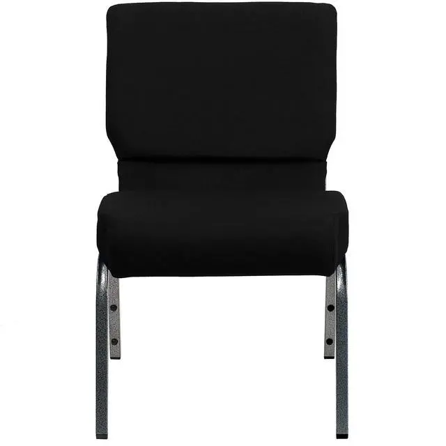 Alt view image 6 of 6 - HERCULES Series 21''W Stacking Church Chair in Black Fabric - Silver Vein Frame