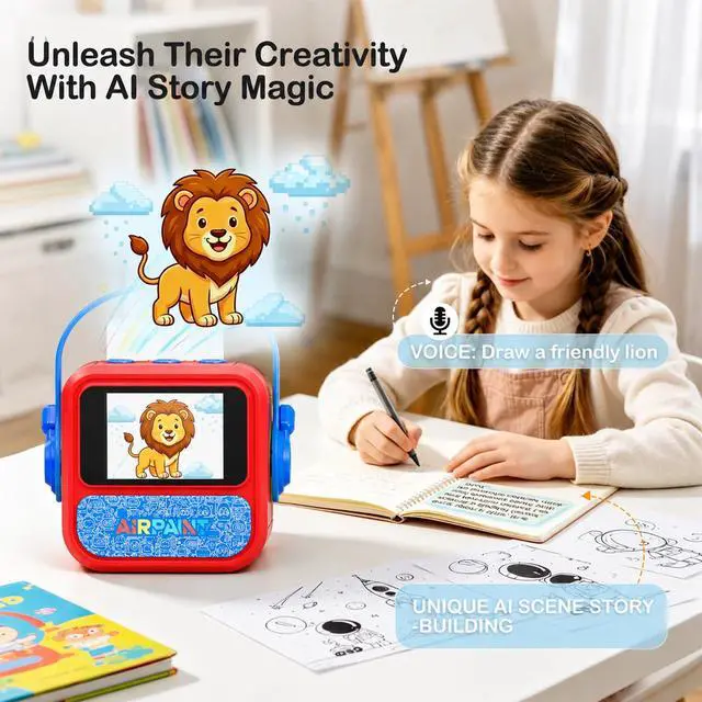 Alt view image 5 of 7 - Smart AI Voice Sticker Printer Box, Inkless Portable Mini Thermal Printer with HD Display, AI Sticker Maker Machine Gifts for Kids & DIY, Pocket Sticker Maker