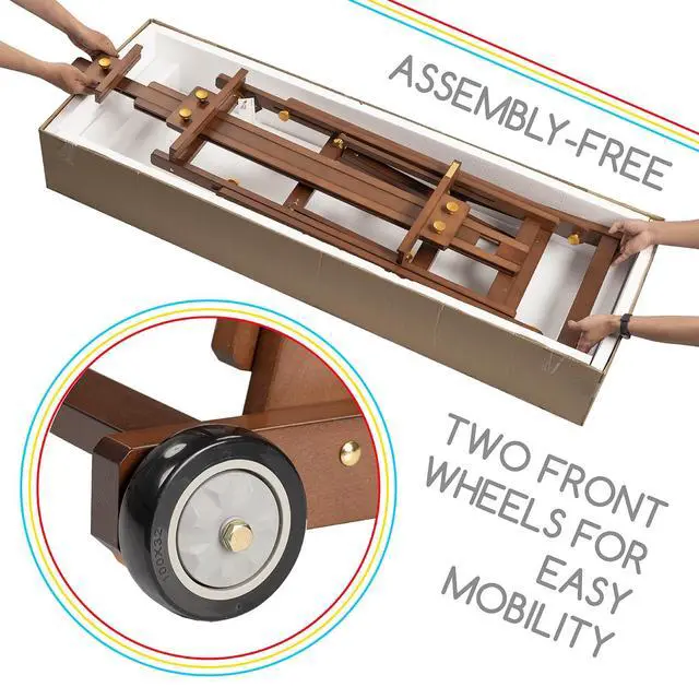 Alt view image 5 of 6 - PRO Assembly-Free Art Easel - Professional Artist Easel with Wheels - Beech Wood Large Easel for Painting Canvas Up to 77"