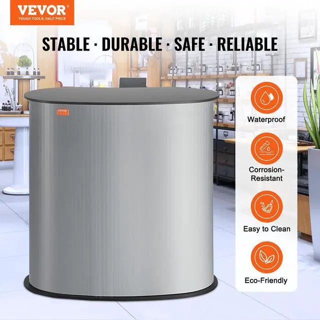 Alt view image 2 of 7 - Portable Tradeshow Podium Table, 35.43" x 19.29" x 37.01", Display Exhibition Counter Stand Booth Fair with Wall, Foldable Promotion Retail Bar Table Pop Up Podium Counter with Carrying Bag