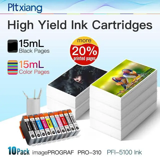 Alt view image 4 of 7 - Compatible PFI-5100 Ink Cartridges, Compatible with Canon ImagePROGRAF PRO-310 Printer, 10-Color Pigment Ink, Wide-Format A3/A4 Printing