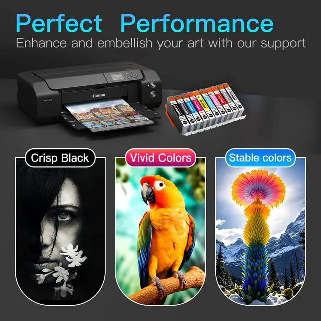 Alt view image 5 of 7 - Compatible PFI-5100 Ink Cartridges, Compatible with Canon ImagePROGRAF PRO-310 Printer, 10-Color Pigment Ink, Wide-Format A3/A4 Printing