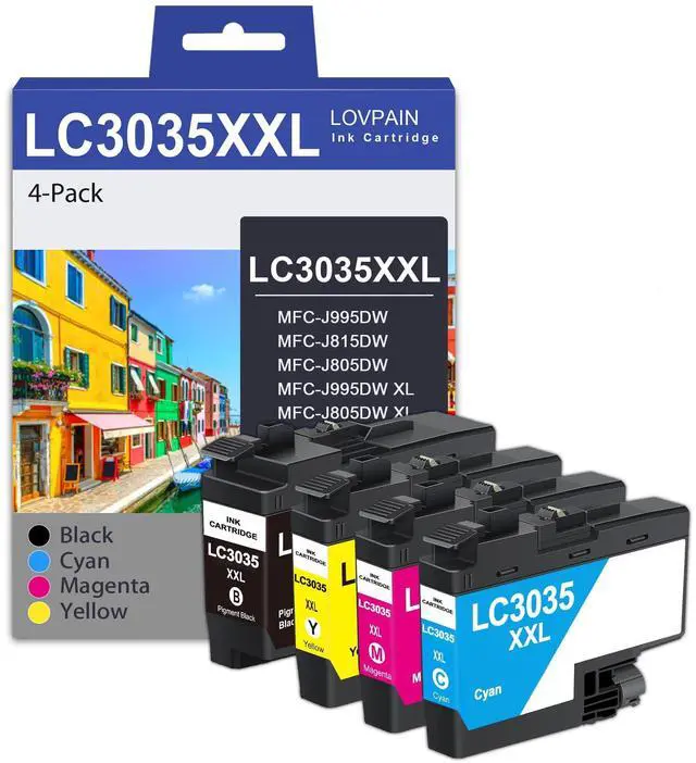 Main image of LC3035XXL Ultra High Yield Ink Cartridge Set (4-Pack, 1BK/1C/1M/1Y) Replacement for Brother LC3035 LC3033 BK/C/M/Y XXL Ink Cartridges Work for MFC-J995DW MFC-J805DW MFC-J815DW Printer